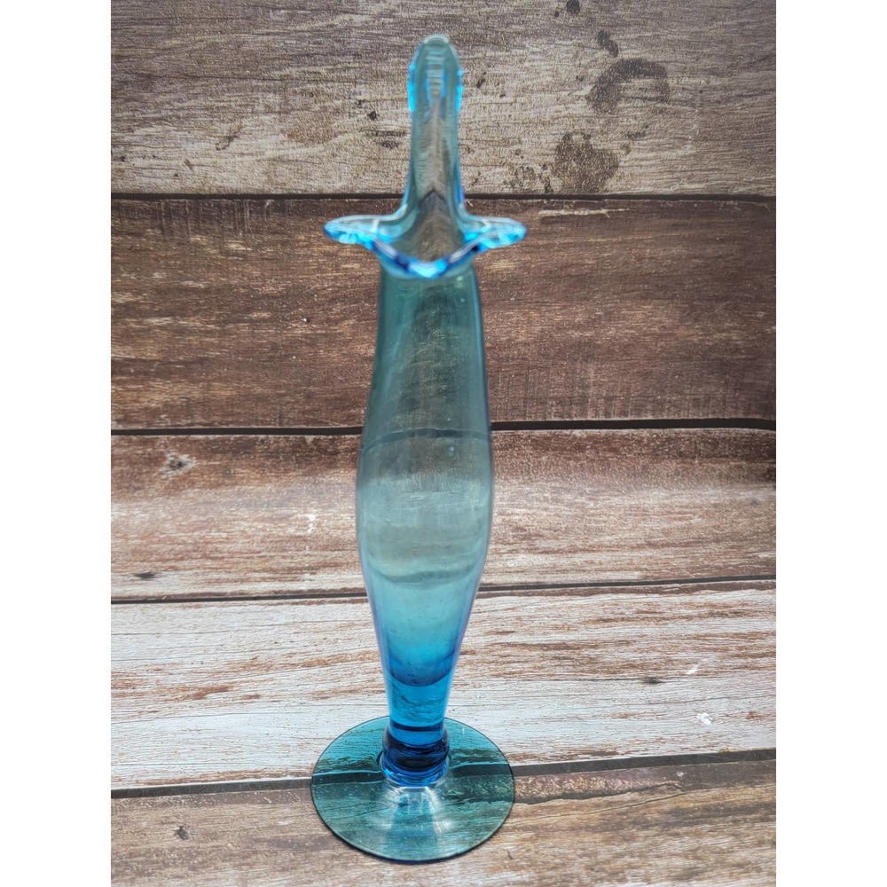 Blue stretch glass bud vase